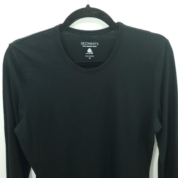 Seg'ments 100% Merino Wool Crew Neck Long Sleeve Base Layer Top M Black - Picture 4 of 14